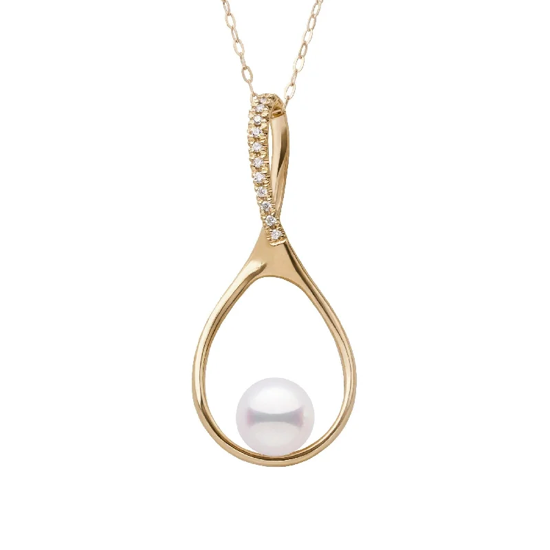 Timeless Elegance At Unbelievable Discounts Wishbone Collection 6.5-7.0 mm Akoya Pearl and Diamond Pendant