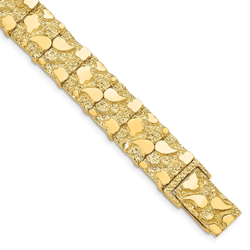 Luxury Jewelry At Unbeatable Discounts 14KT Yellow Gold 7-inch 12.5MM Nugget Bracelet