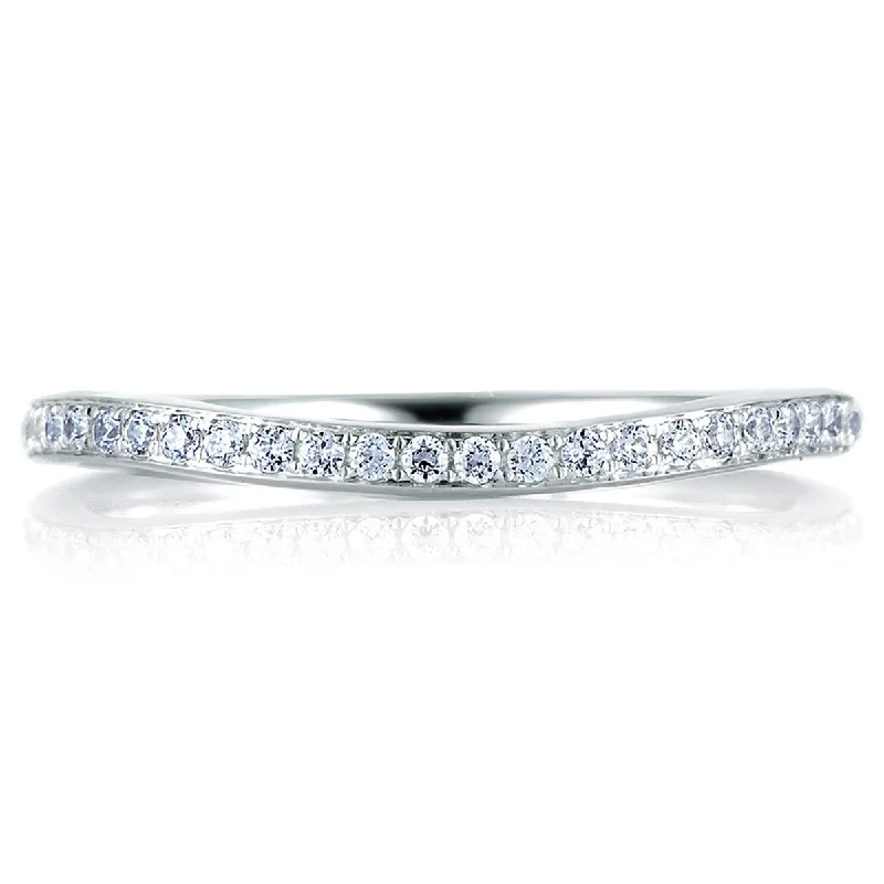 Classic And Modern Jewelry Styles On Sale A. Jaffe Curved Pave Signature Diamond Wedding Band MRS332/19