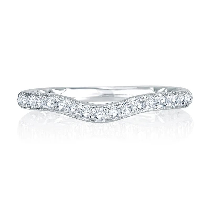 Premium Jewelry At Special Low Prices For A Limited Time A.Jaffe Signature Contoured Milgrain Diamond Quilted Wedding Band MRS765Q/23