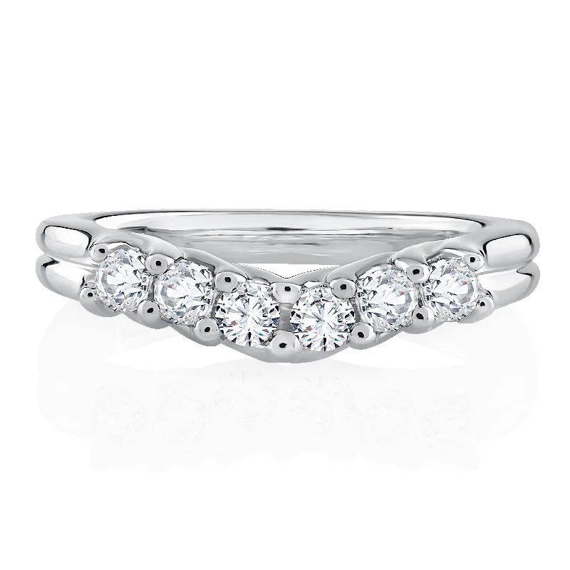 Fashion-Forward Jewelry At Incredible Prices A.Jaffe Signature Six Stone Trellis Diamond Wedding Band MRS263/36