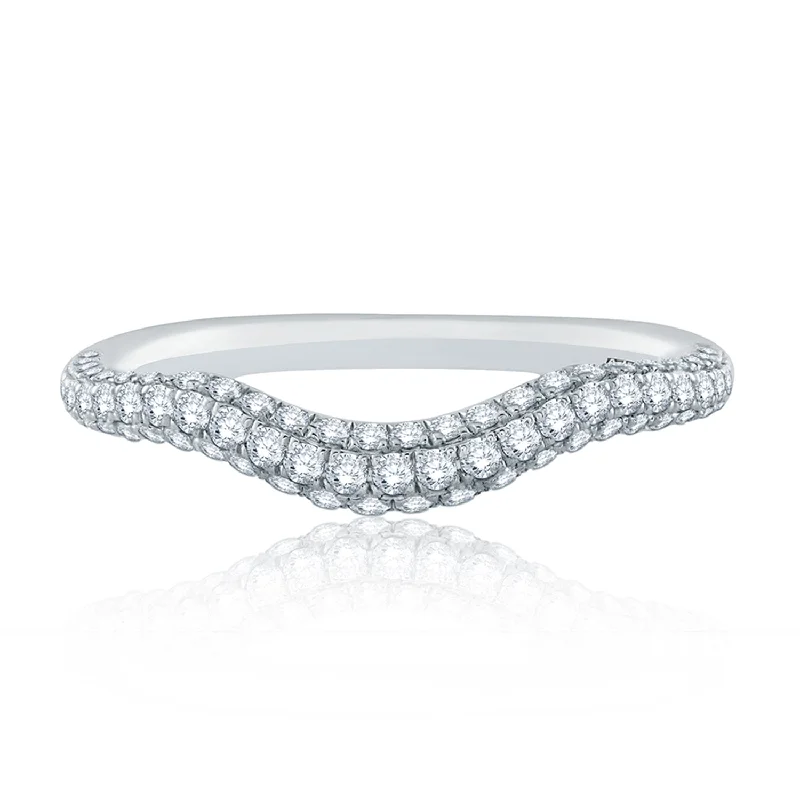 Huge Savings On Timeless Jewelry Collections A.Jaffe Signature Waterfall Pave Contoured Diamond Wedding Band MRS684/48