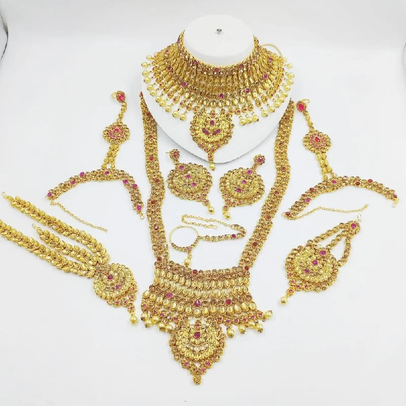 Akruti Collection Gold Plated Austrian Stone Bridal Set