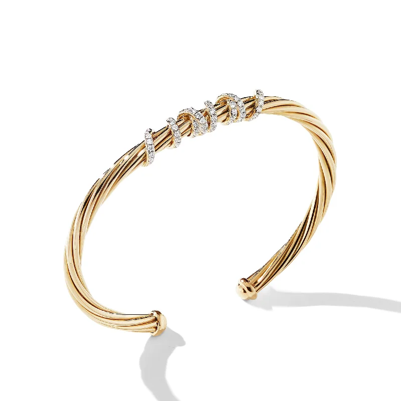 Elegant Rose Gold Jewelry For A Stylish Touch Helena Center Station Bracelet in 18K Yellow Gold with Diamonds\, 4mm