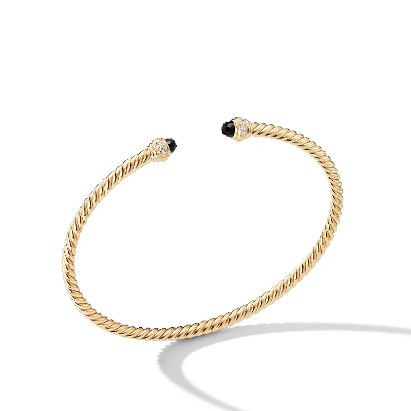 Celebrate With Sparkle – Jewelry Sale Now Live Classic Cablespira® Bracelet in 18K Yellow Gold with Black Onyx and Diamonds\, 3mm