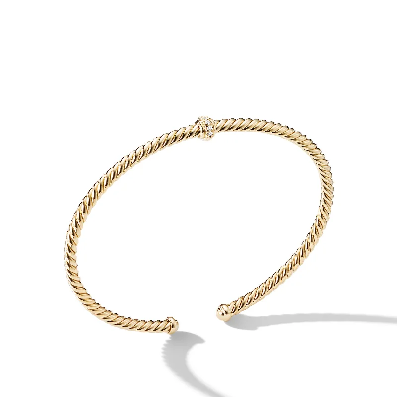 Dazzle With Discounts – Shop Jewelry On Sale Classic Cablespira® Station Bracelet in 18K Yellow Gold with Diamonds\, 3mm