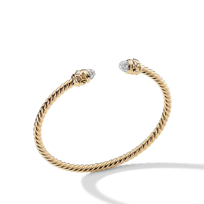 Sparkle More For Less – Jewelry Sale Happening Now Renaissance® Cablespira Bracelet in 18K Yellow Gold with Diamonds\, 3.5mm