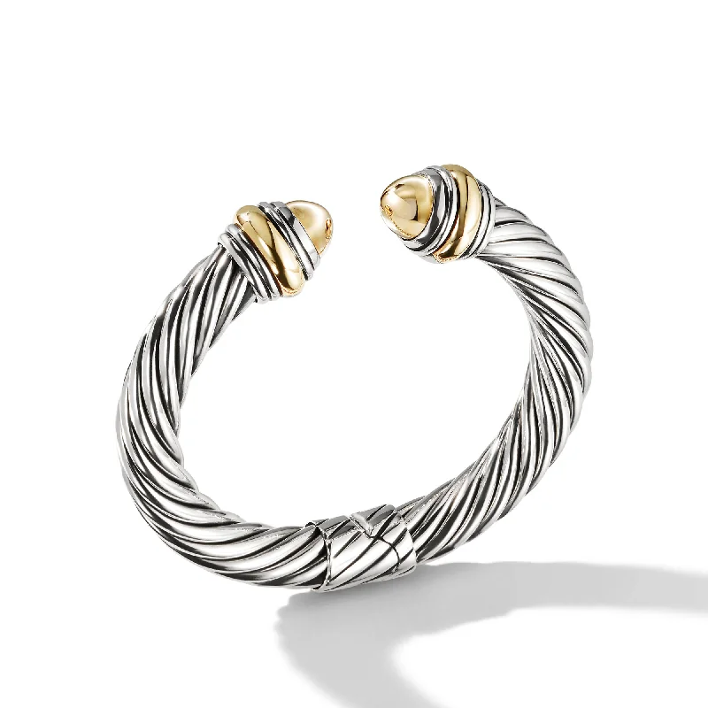 Your Dream Jewelry At Dream Prices Classic Cable Bracelet in Sterling Silver with 14K Yellow Gold and Gold Domes\, 10mm