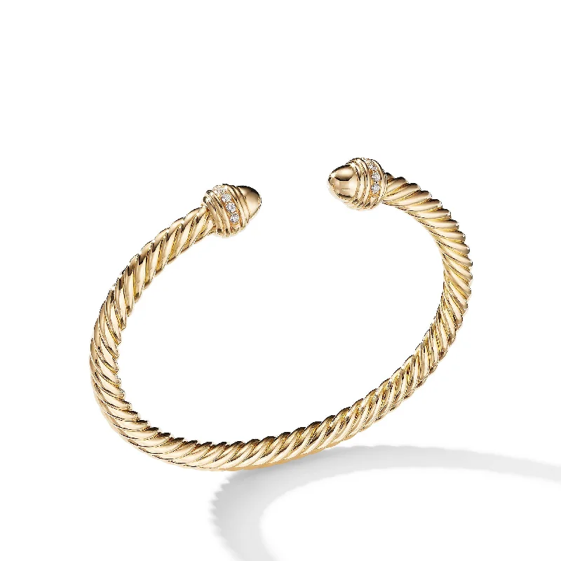 Elegant Jewelry At Unbeatable Prices – Shop Today Classic Cablespira® Bracelet in 18K Yellow Gold with Gold Domes and Diamonds\, 5mm