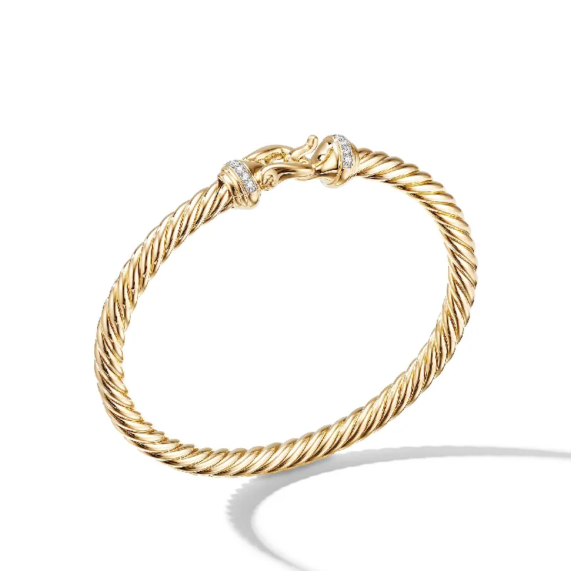 Dainty Floral Jewelry For Feminine Elegance Buckle Cablespira® Bracelet in 18K Yellow Gold with Diamonds\, 5mm