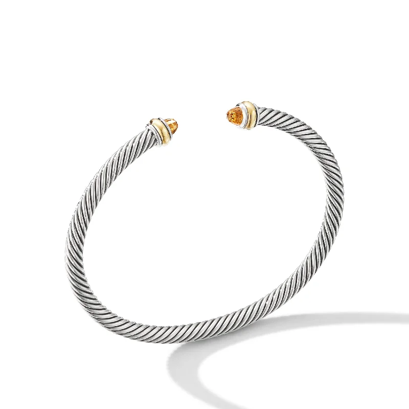 Flash Sale On Stunning Jewelry – Don't Miss Out Classic Cable Bracelet in Sterling Silver with 18K Yellow Gold and Citrine\, 4mm