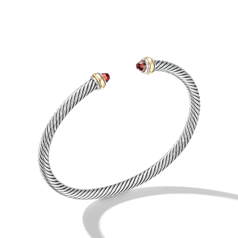 Seasonal Jewelry Deals – Elevate Your Style Classic Cable Bracelet in Sterling Silver with 18K Yellow Gold and Garnets\, 4mm