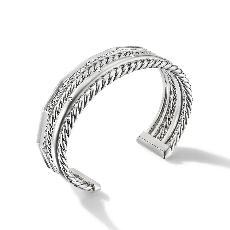 Special Jewelry Deals – Upgrade Your Collection Stax Five Row Cuff Bracelet in Sterling Silver with Diamonds\, 16mm