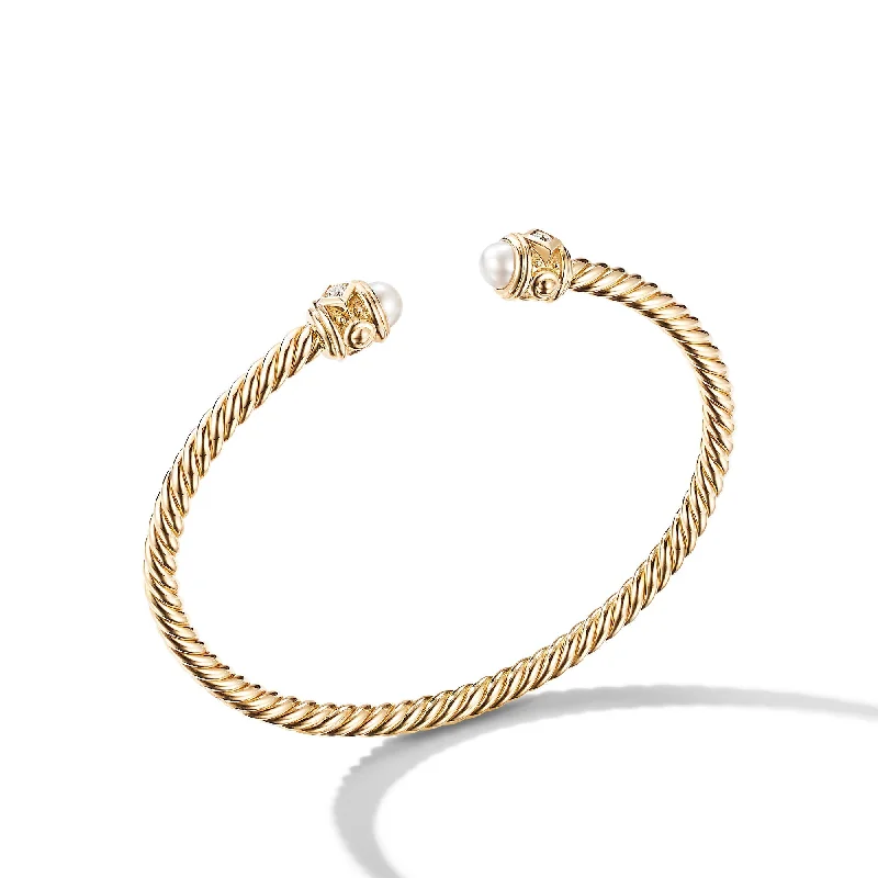 Best Jewelry Sale – Shop Exclusive Designs Now Renaissance® Cablespira Bracelet in 18K Yellow Gold with Pearls and Diamonds\, 3.5mm