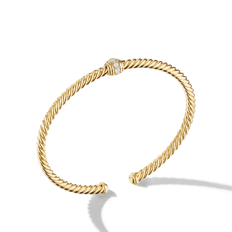 Get Ready To Sparkle – Special Jewelry Discounts Classic Cablespira® Station Bracelet in 18K Yellow Gold with Diamonds\, 3.5mm