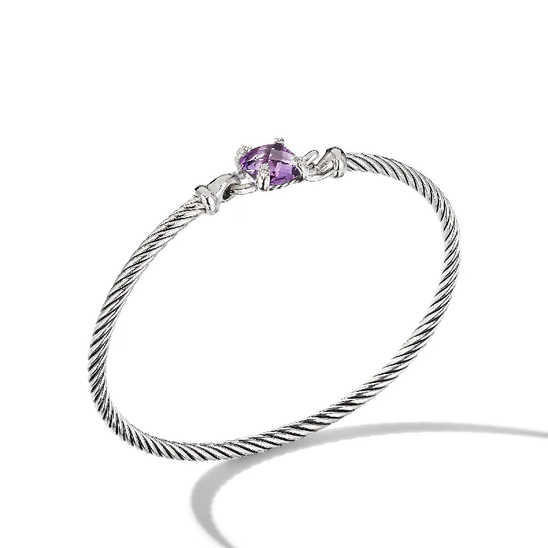 Make Your Outfit Shine With Discounted Jewelry Chatelaine® Bracelet in Sterling Silver with Amethyst and Diamonds\, 3mm