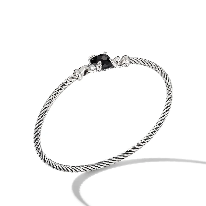 The Perfect Jewelry Piece At The Perfect Discount Chatelaine® Bracelet in Sterling Silver with Black Onyx and Diamonds\, 3mm