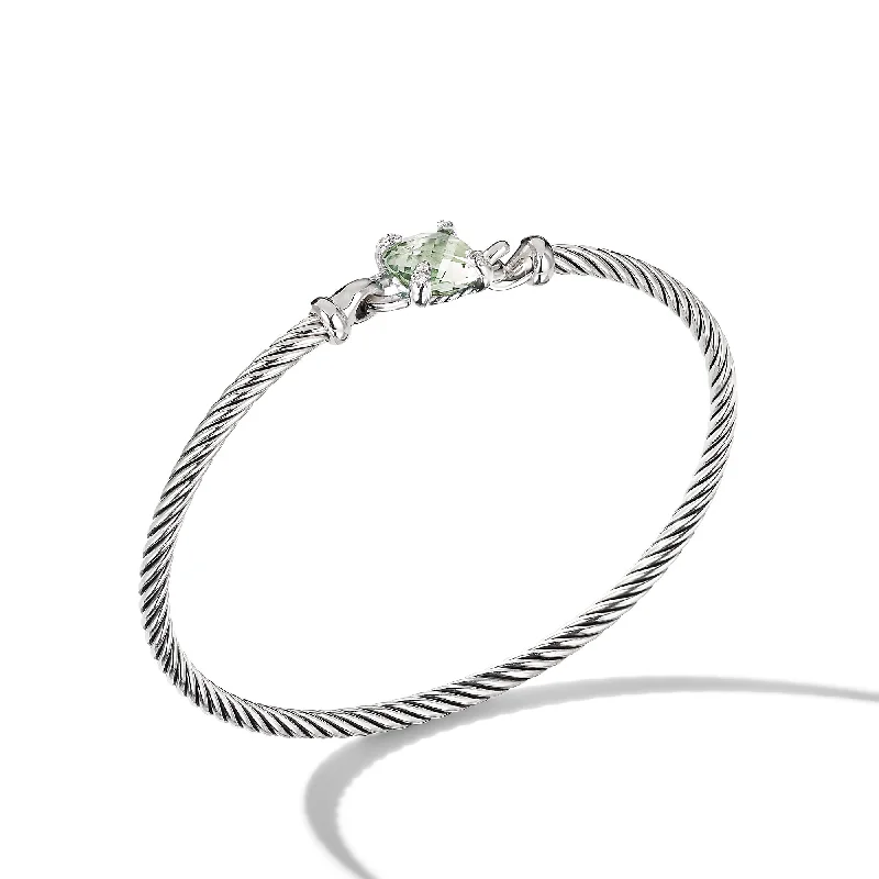 Luxury Jewelry Without The Luxury Price Tag Chatelaine® Bracelet in Sterling Silver with Prasiolite and Diamonds\, 3mm