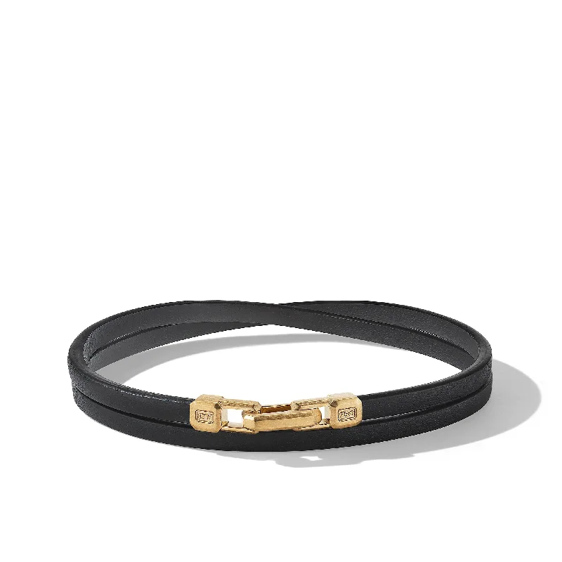 Jewelry Sale Alert – Shop Timeless Elegance Today Streamline® Double Wrap Bracelet in Black Leather with 18K Yellow Gold\, 4mm