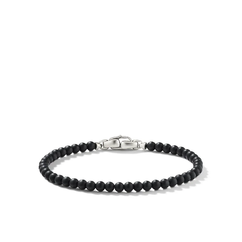 Affordable Elegance – Special Jewelry Sale Now Live Spiritual Beads Bracelet in Black Onyx with Sterling Silver\, 4mm