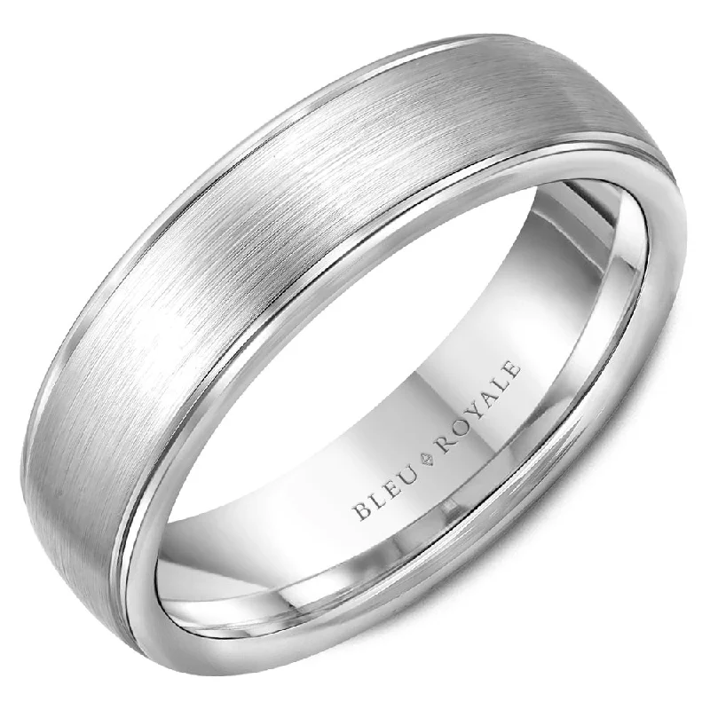 High-End Sparkle, Low-End Prices – Jewelry Sale Live Bleu Royale 6.5MM Wedding Band with Brushed Center and High Polish Edge RYL-004W65