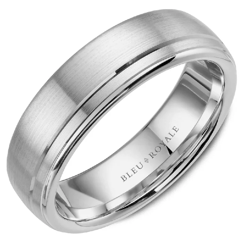 Unmissable Jewelry Clearance – Final Reductions Bleu Royale 6.5MM Wedding Band with Sandpaper Center and High Polish Edge RYL-001W65