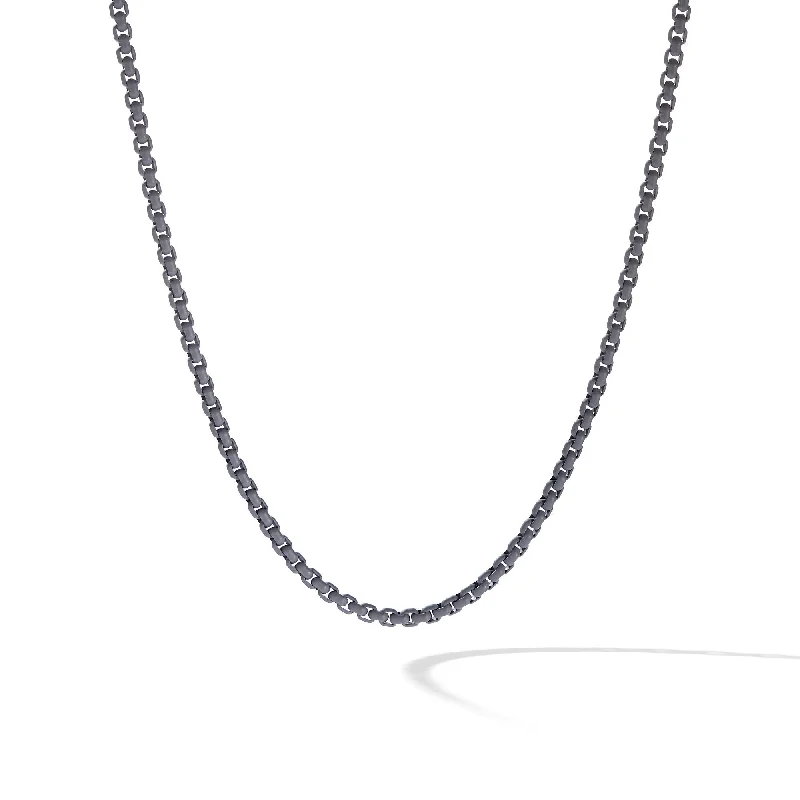 Stunning Jewelry Pieces At The Lowest Prices Ever Box Chain Necklace in Sterling Silver with Grey Stainless Steel\, 4mm