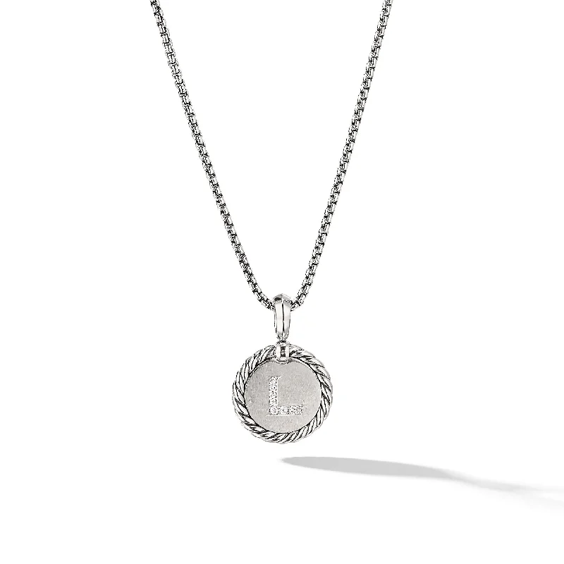 Luxury Jewelry Now At Special Promotional Rates Initial Charm in Sterling Silver with Diamond L