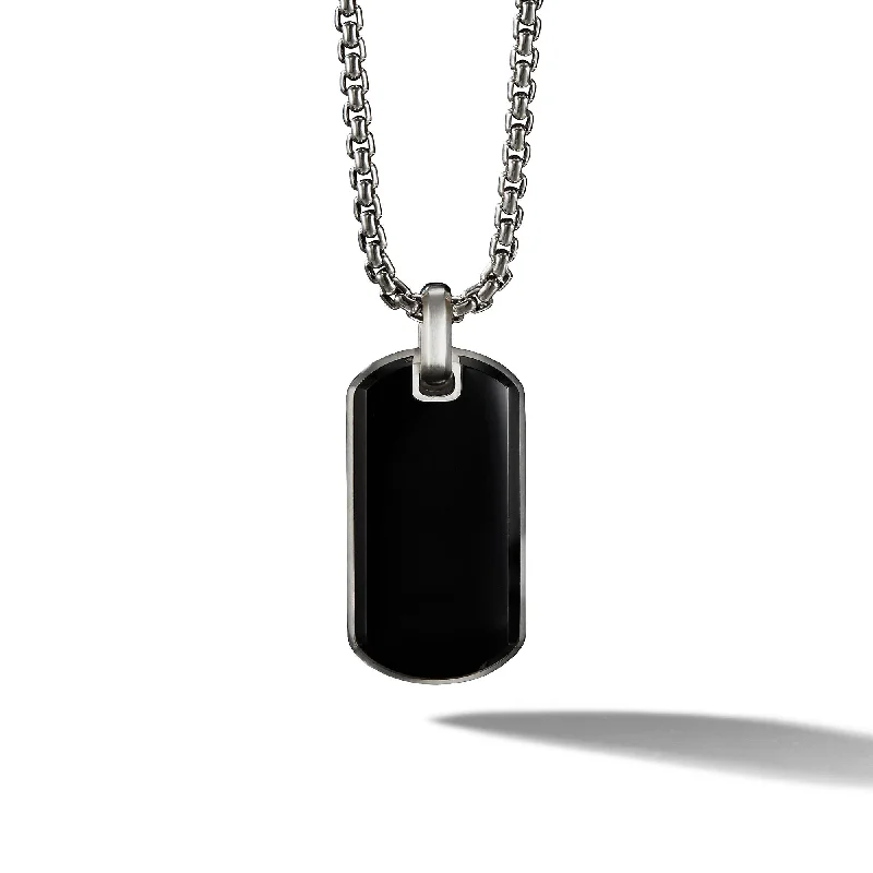 Timeless Beauty, Unbeatable Deals – Jewelry Sale On Chevron Tag in Sterling Silver with Black Onyx\, 35mm