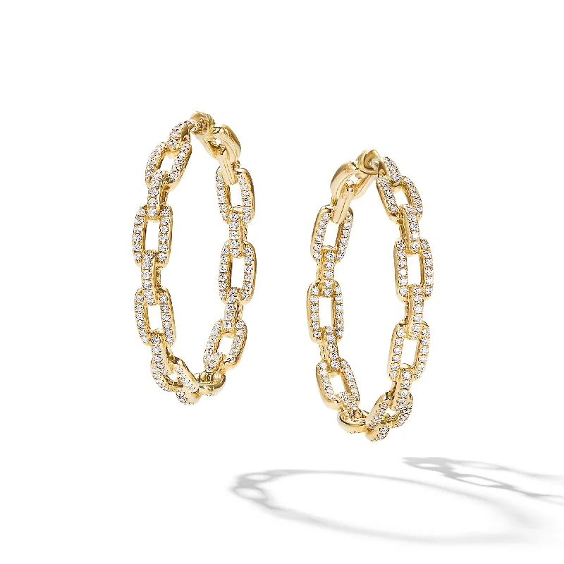 Exclusive Savings On Timeless Jewelry Pieces Stax Chain Link Hoop Earrings in 18K Yellow Gold with Diamonds\, 37mm