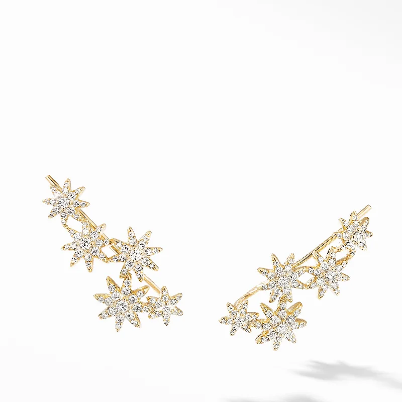 Fine Jewelry, Limited-Time Offers Available Starburst Climber Earrings in 18K Yellow Gold with Diamonds\, 23mm