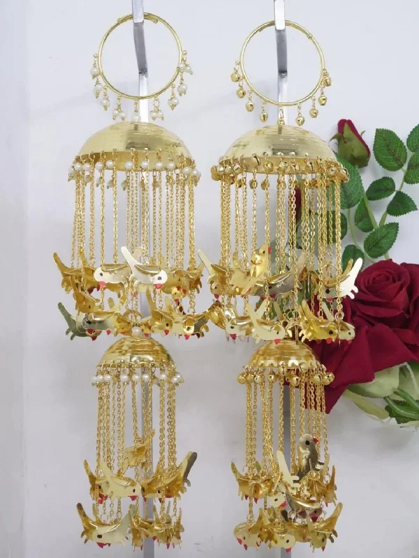 Golden Double Dome Panchi And Pearl Bridal Kaleera