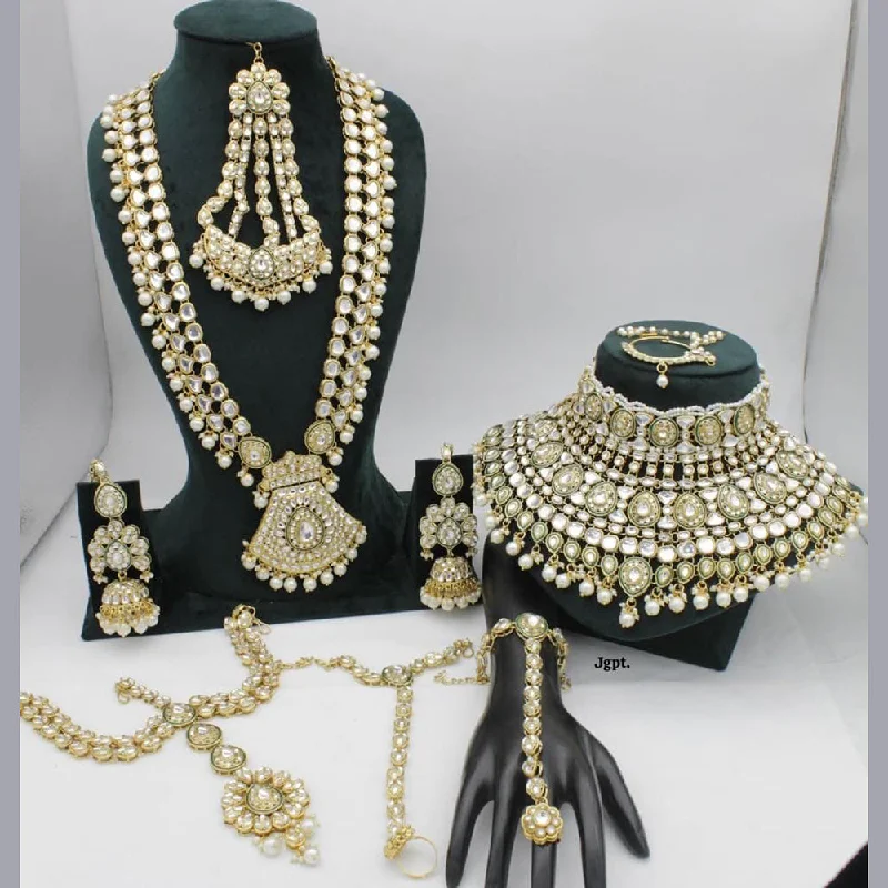 JCM Gold Plated Kundan Bridal Necklace Set