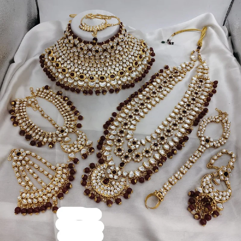 Lucentarts Jewellery Gold Plated Kundan Stone Bridal Set