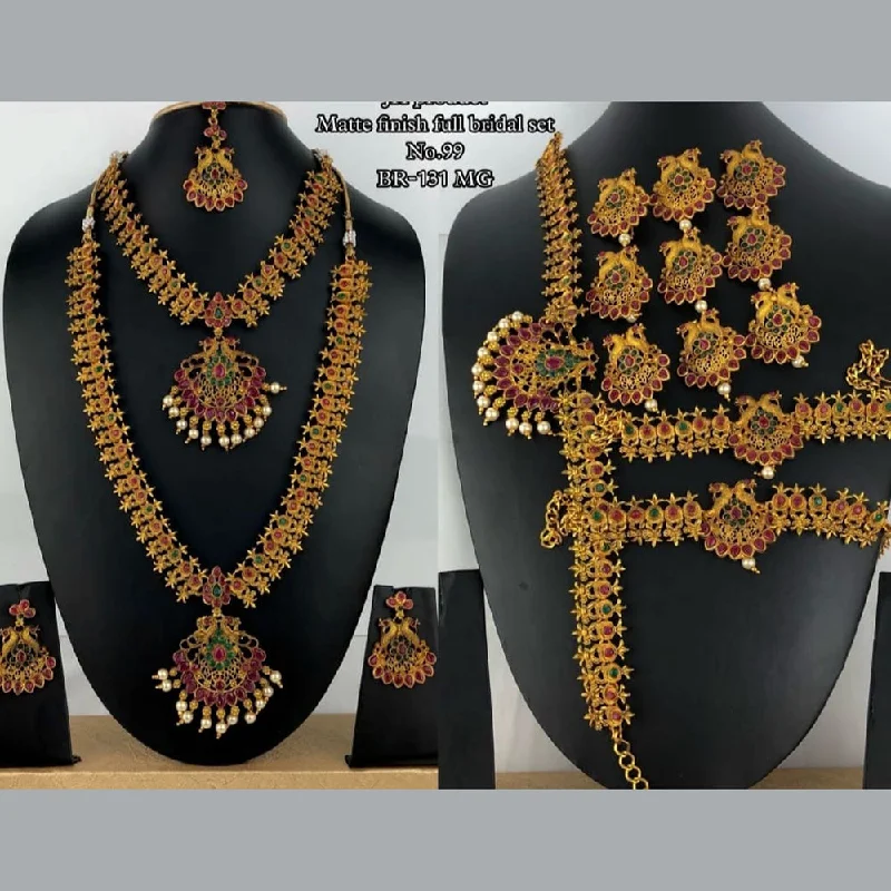 Lucentarts Jewellery Gold Plated Pota Stone Bridal Set