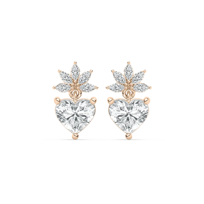 Affordable Glamour – Premium Jewelry For Less Marquise Floral Heart Earrings