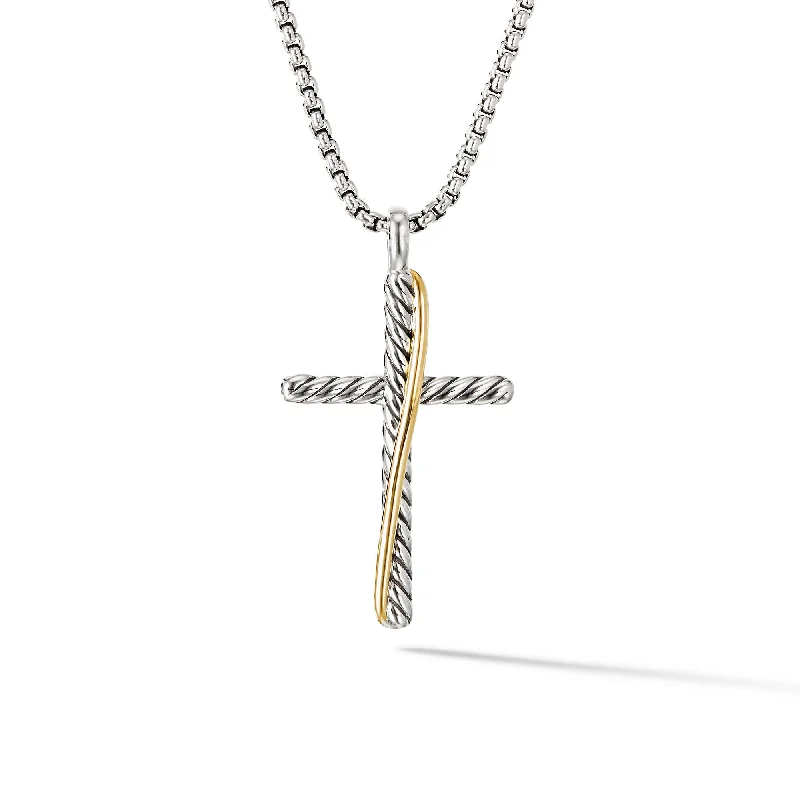 Unmissable Jewelry Sale – Shop Before It's Too Late Crossover Cross Necklace in Sterling Silver with 18K Yellow Gold\, 35.6mm