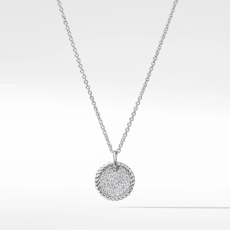 Fashion-Forward Jewelry At Incredible Prices Cable Collectibles® Pavé Plate Necklace in 18K White Gold with Diamonds\, 11mm