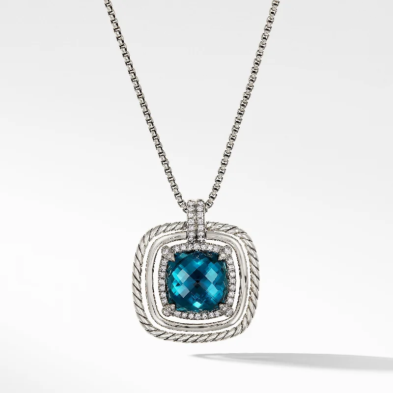 Everyday Jewelry Essentials Now On Sale Chatelaine Pave Bezel Necklace with Hampton Blue Topaz and Diamonds\, 24mm