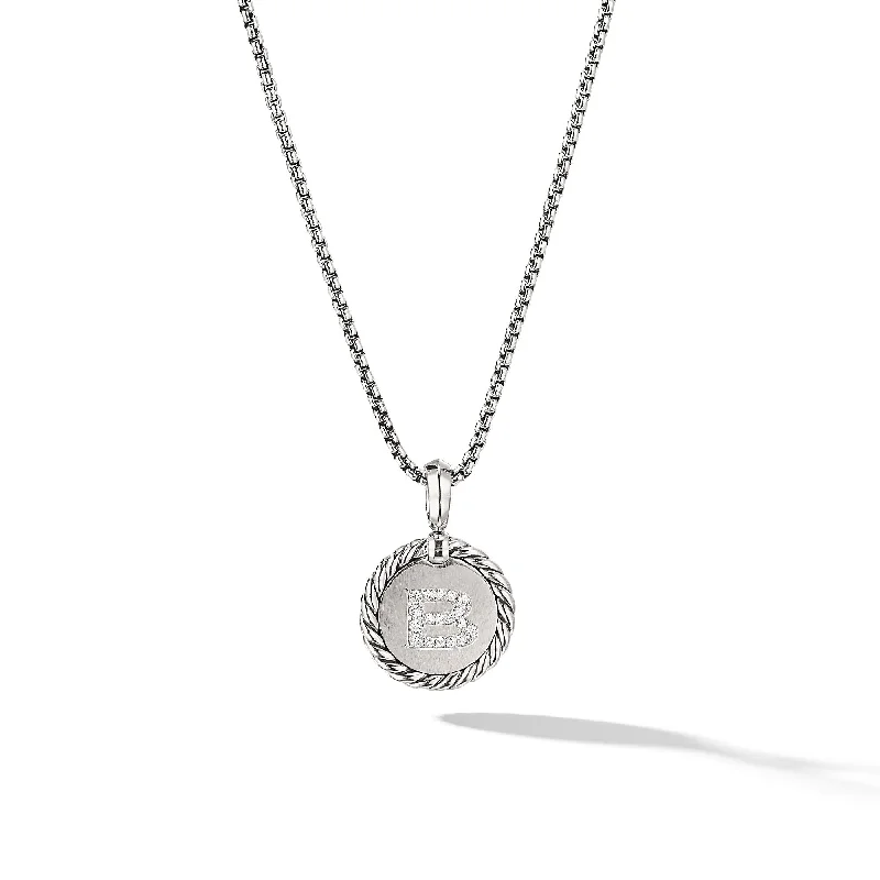 Seasonal Jewelry Sale – Upgrade Your Style Today Initial Charm Necklace in Sterling Silver with Diamond B