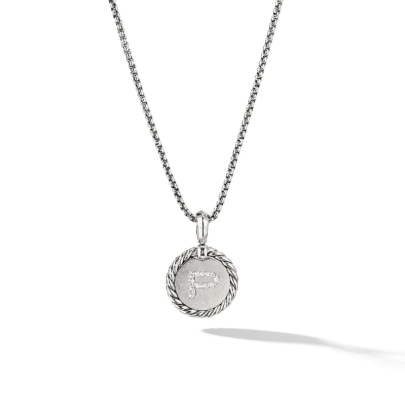 Limited Stock On Premium Jewelry At Low Prices Initial Charm Necklace in Sterling Silver with Diamond P