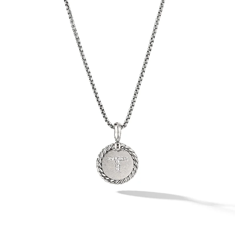 Seasonal Jewelry Sale – Upgrade Your Collection Initial Charm Necklace in Sterling Silver with Diamond T