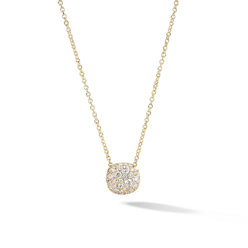 Exclusive Gemstone Jewelry At Special Prices Cushion Pendant Necklace in 18K Yellow Gold with Diamonds\, 8mm