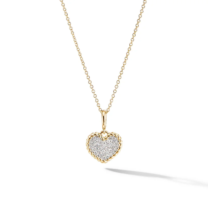 Gorgeous Jewelry, Limited-Time Savings Cable Collectibles® Pavé Plate Heart Necklace in 18K Yellow Gold with Diamonds