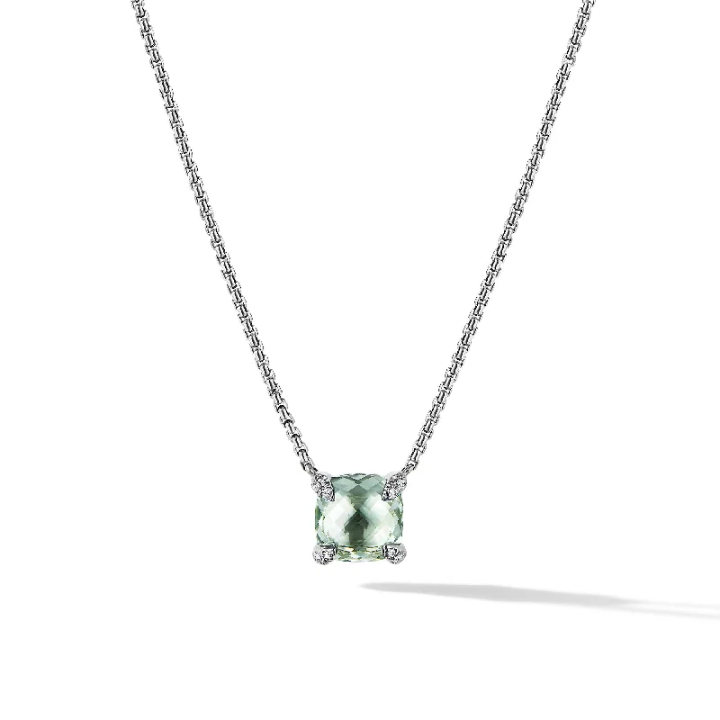 Shine In Style – Shop Jewelry Discounts Today Petite Chatelaine® Pendant Necklace in Sterling Silver with Prasiolite and Diamonds\, 9mm