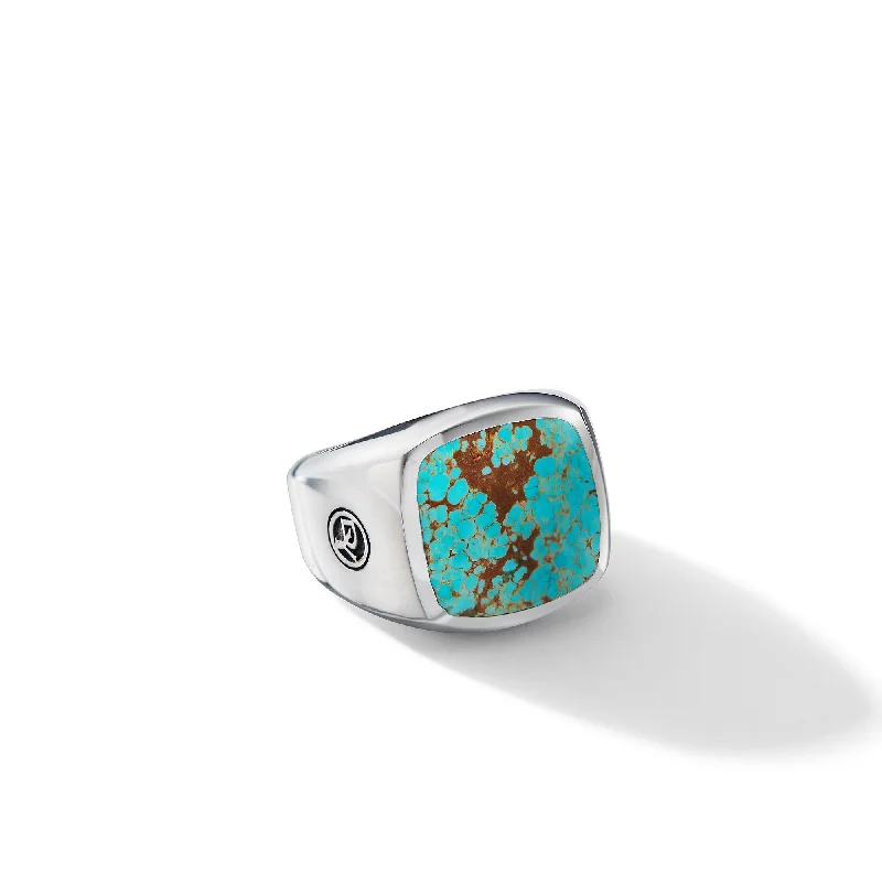 Unmissable Discounts On Timeless Jewelry Pieces Exotic Stone Signet Ring in Sterling Silver with Turquoise\, 19mm