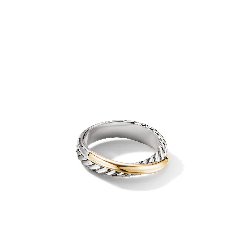 Make Every Moment Shine – Jewelry Discounts Available Crossover Band Ring in Sterling Silver with 18K Yellow Gold\, 5.3mm