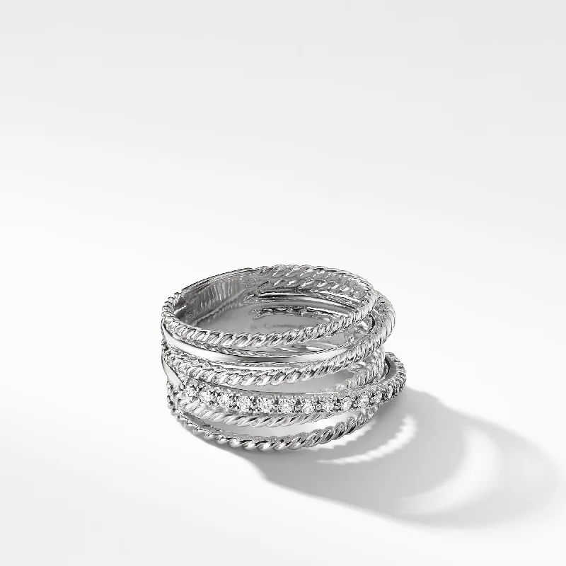 Elegant Jewelry At Unbeatable Offers – Shop Before It's Gone Crossover Ring in Sterling Silver with Diamonds\, 12mm