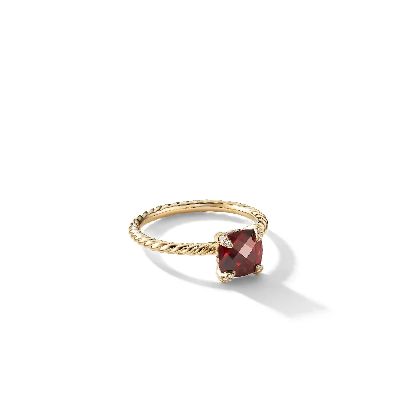 Must-Have Jewelry Pieces At Reduced Prices Chatelaine® Ring in 18K Yellow Gold with Garnet and Diamonds\, 7mm