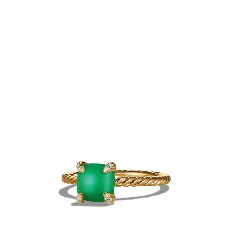 Your Dream Jewelry At Dream Prices Ring with Chrysoprase and Diamonds in 18K Gold